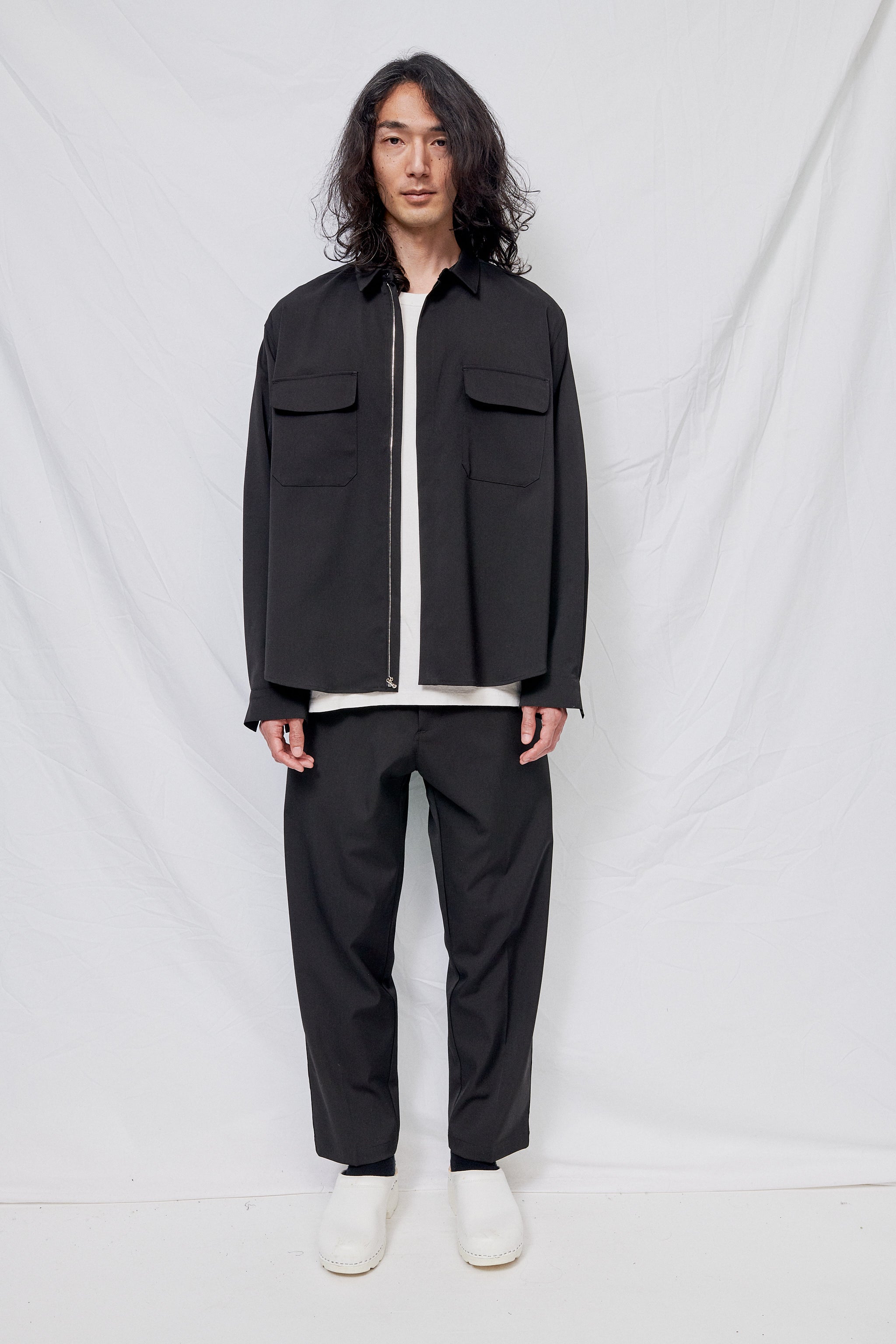 Black Suiting Zip Poet Shirt