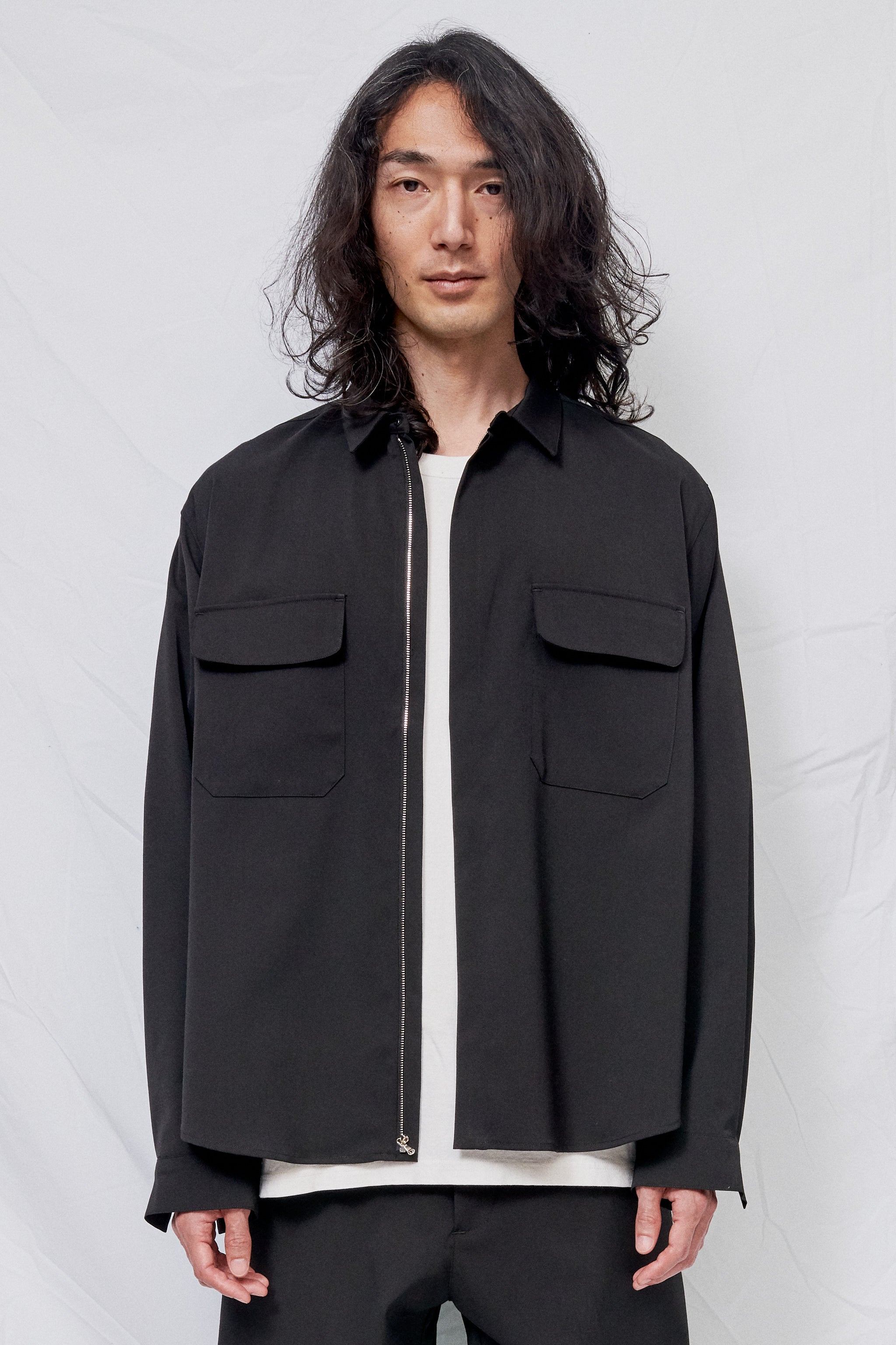 Black Suiting Zip Poet Shirt