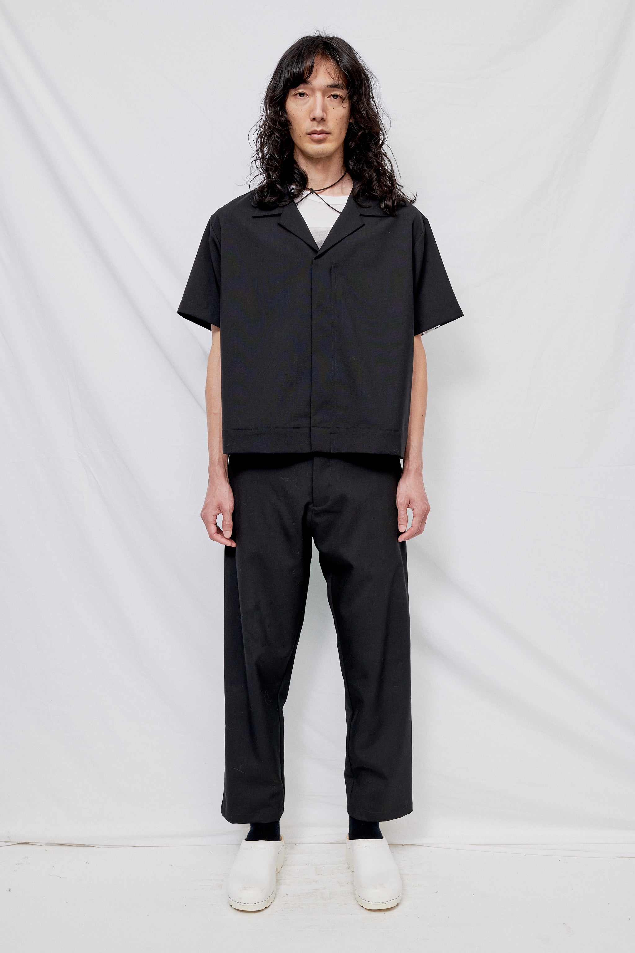 Black Suiting Zip Bowling Shirt - Assembly New York | Assembly New York