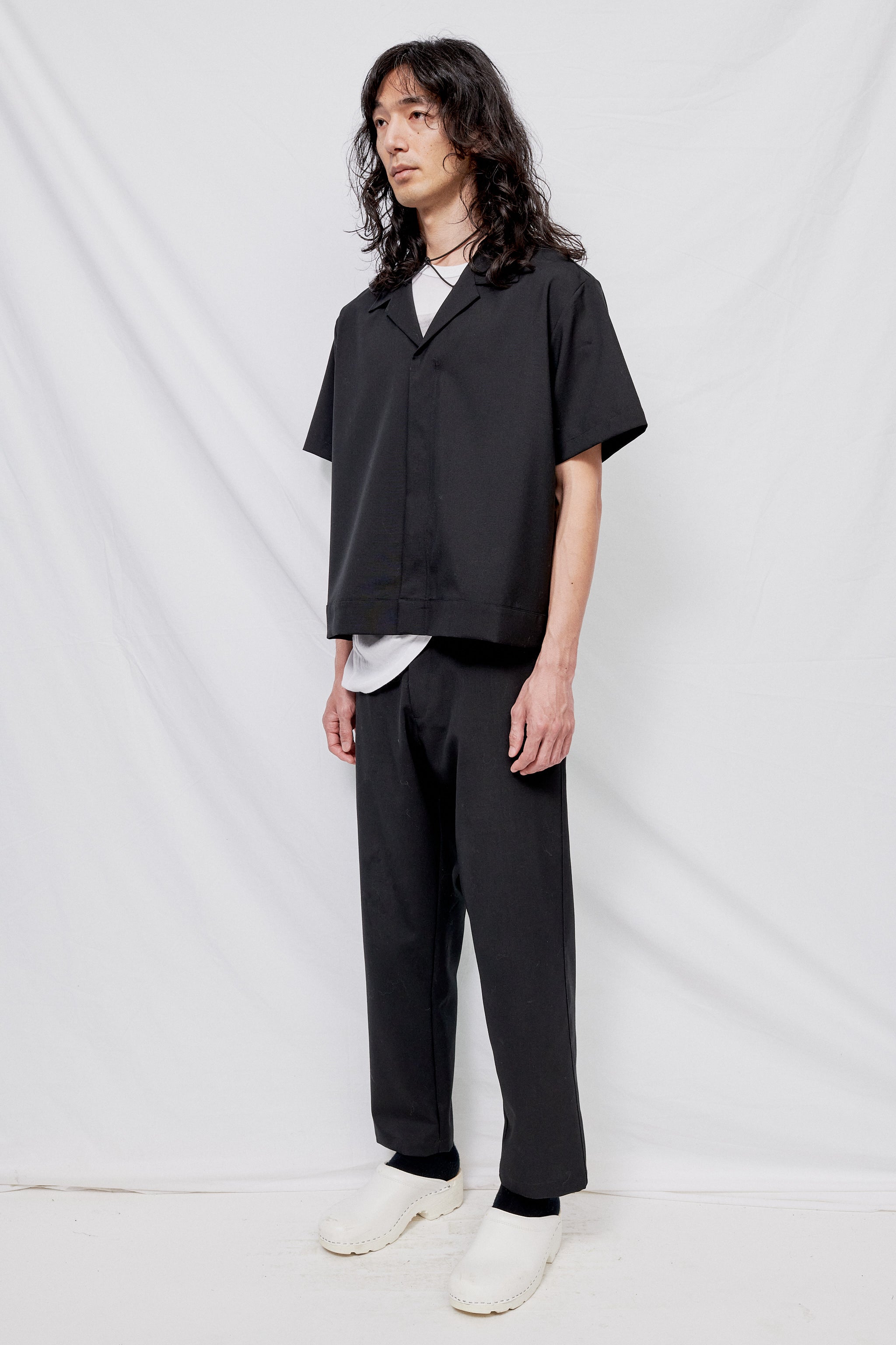 Black Suiting Zip Bowling Shirt