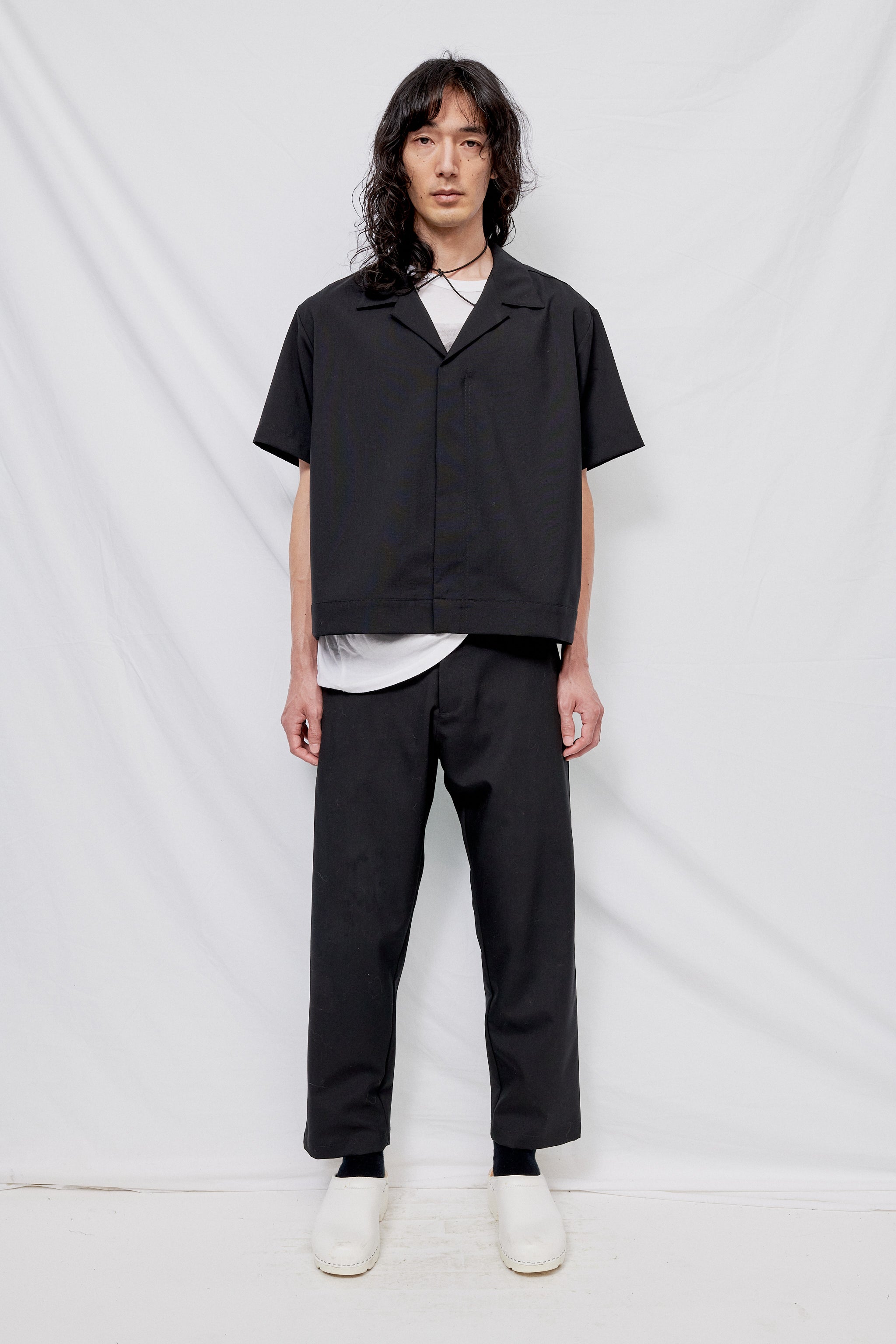 Black Suiting Zip Bowling Shirt