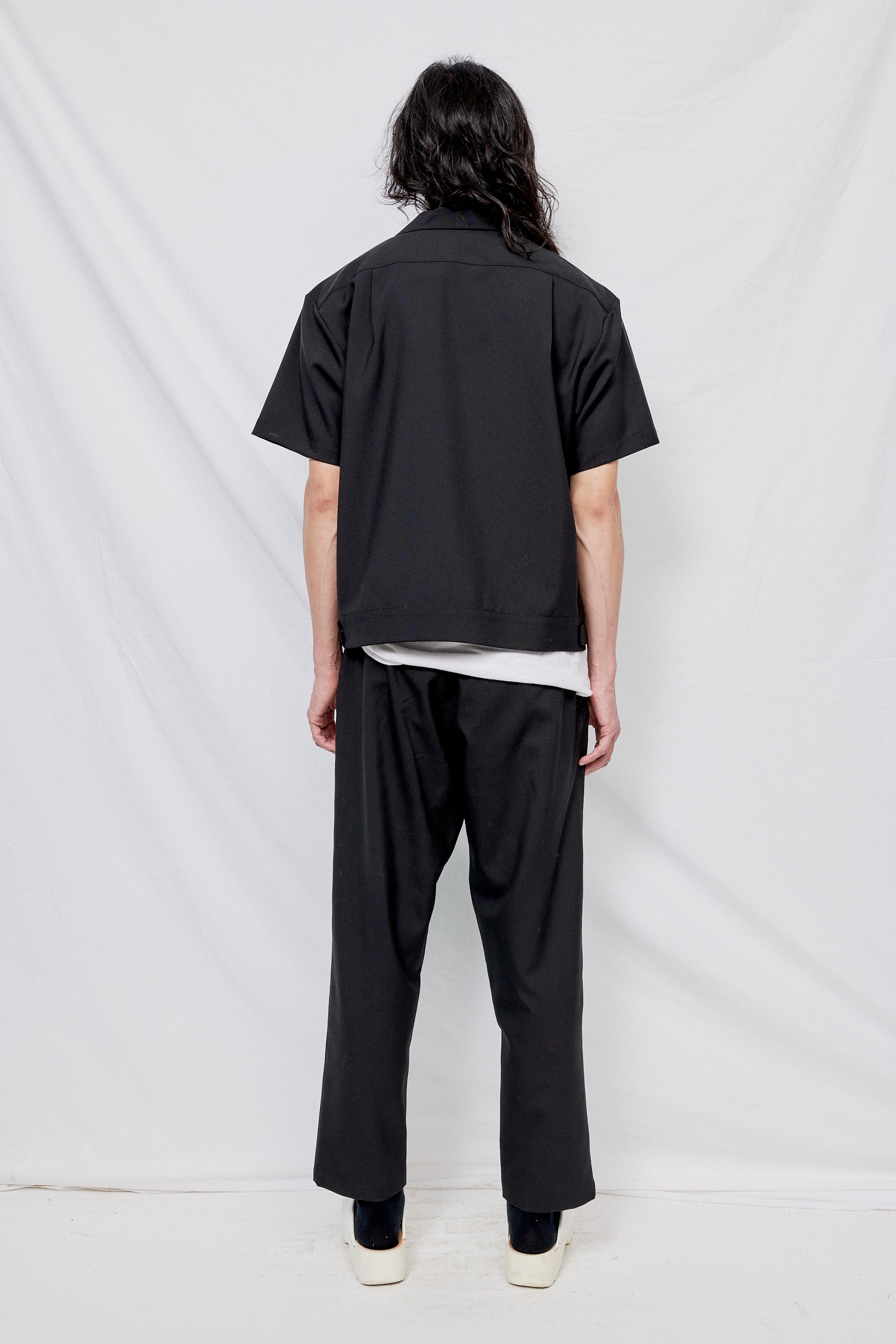 Black Suiting Zip Bowling Shirt