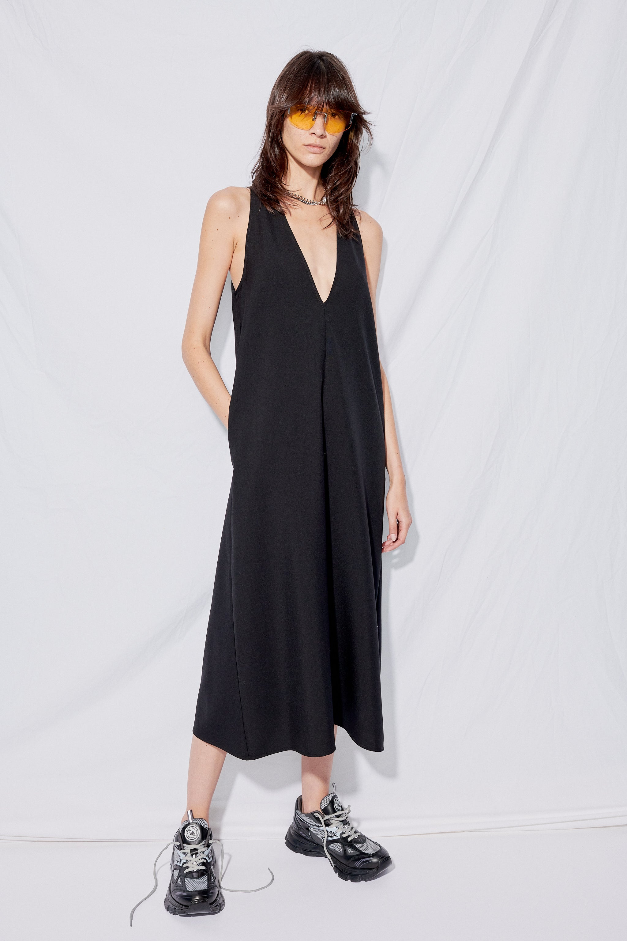 Black Suiting Trapeze Dress