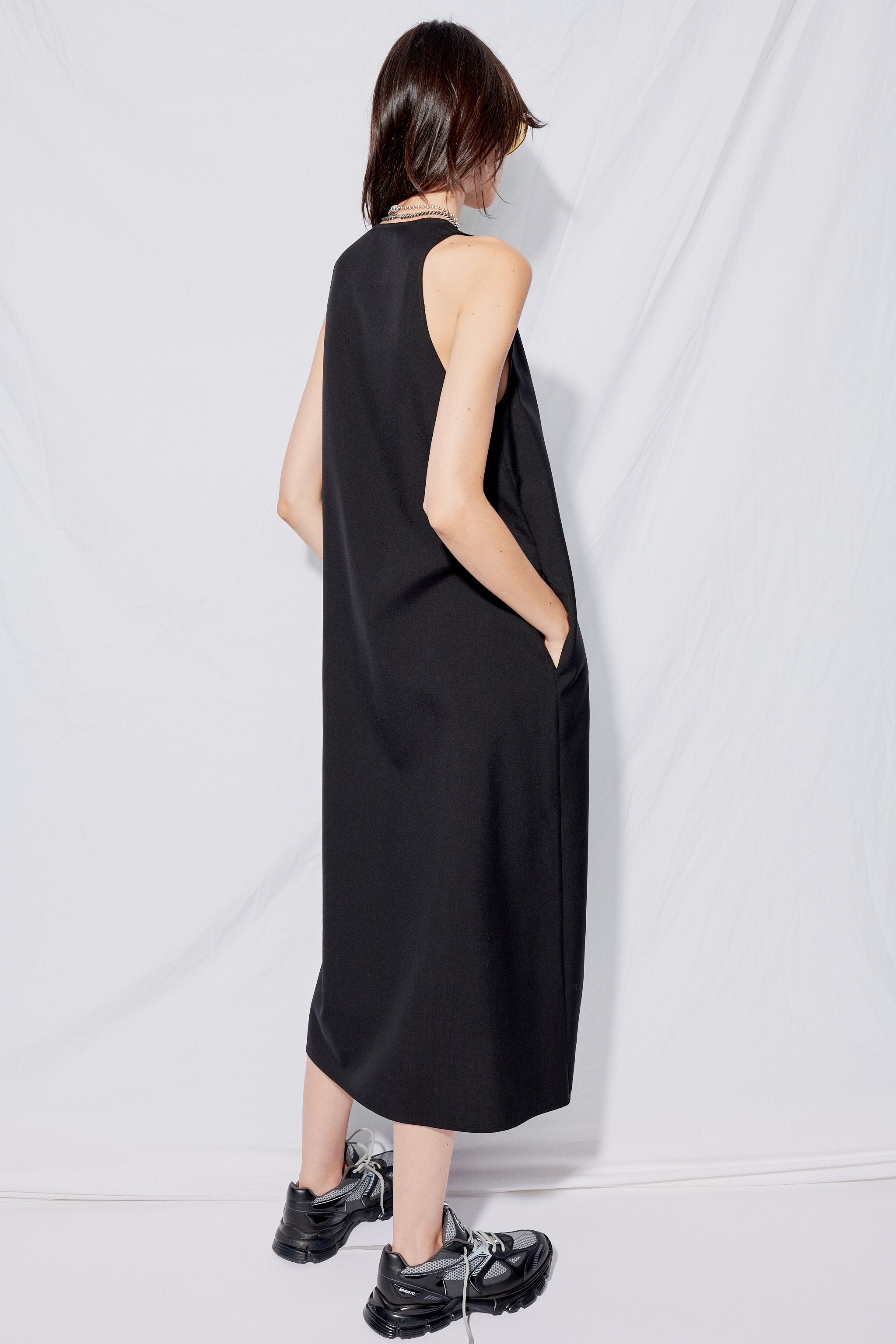 Black Suiting Trapeze Dress