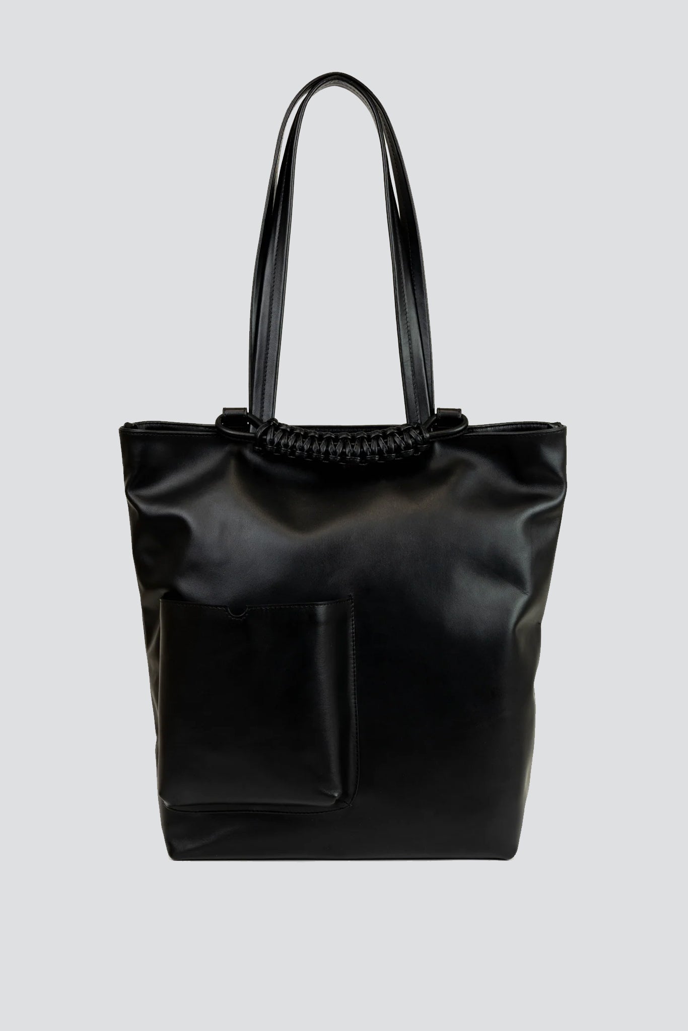 Black Leather Demi Lune Shopper - Assembly New York