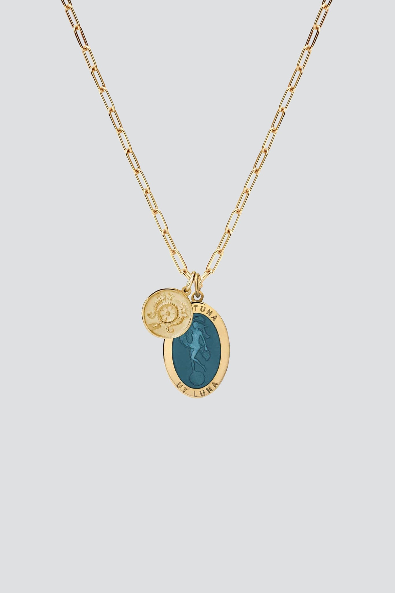 Cable Chain Gold/Teal Fortuna Necklace