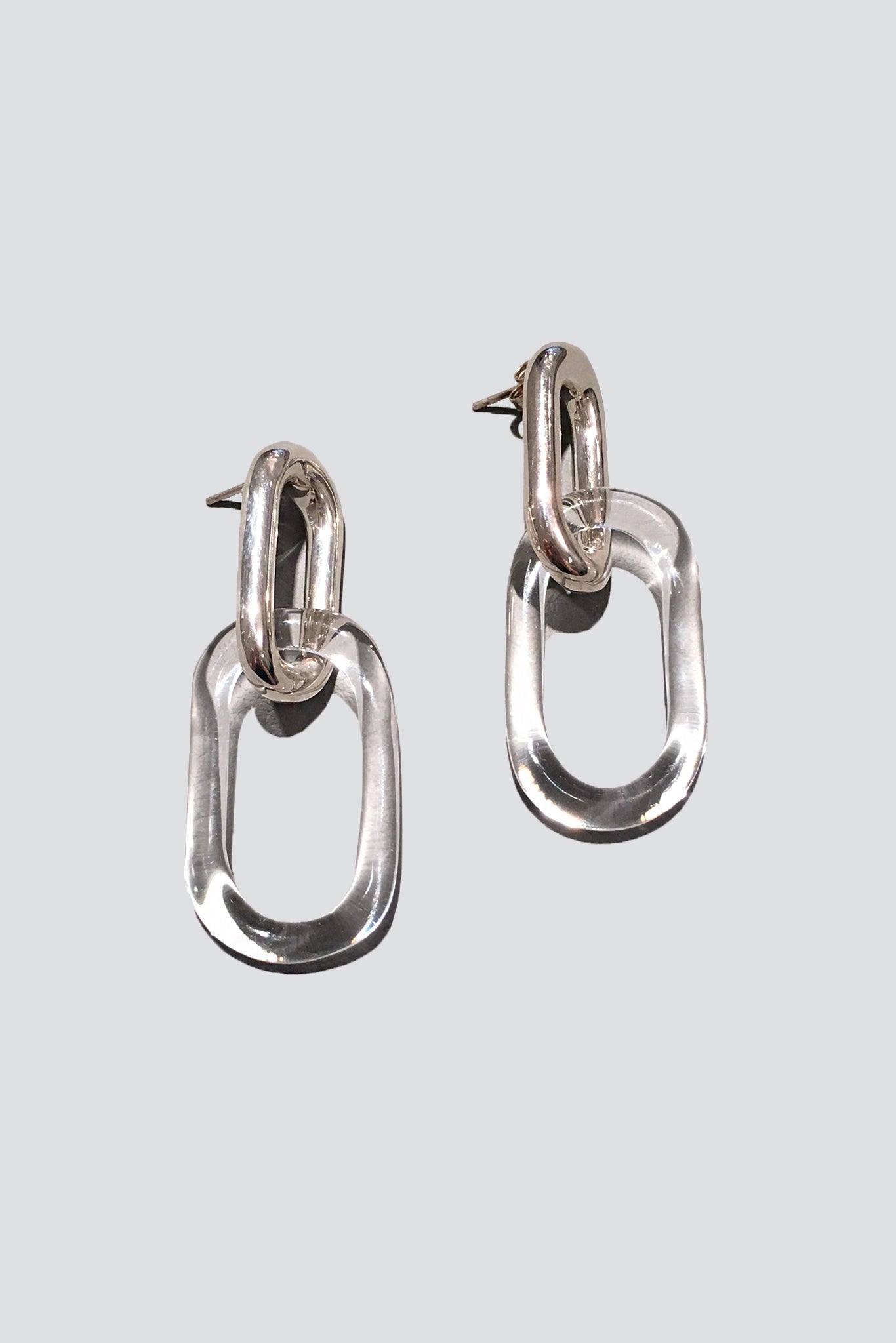 Sterling Oval and Glass Earrings