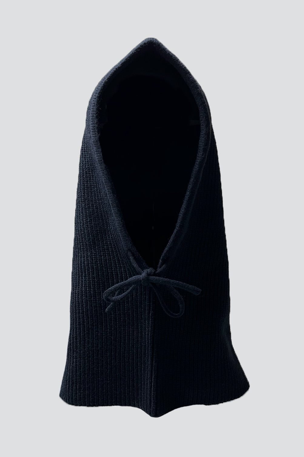 Black Wool Blend Tie Hood
