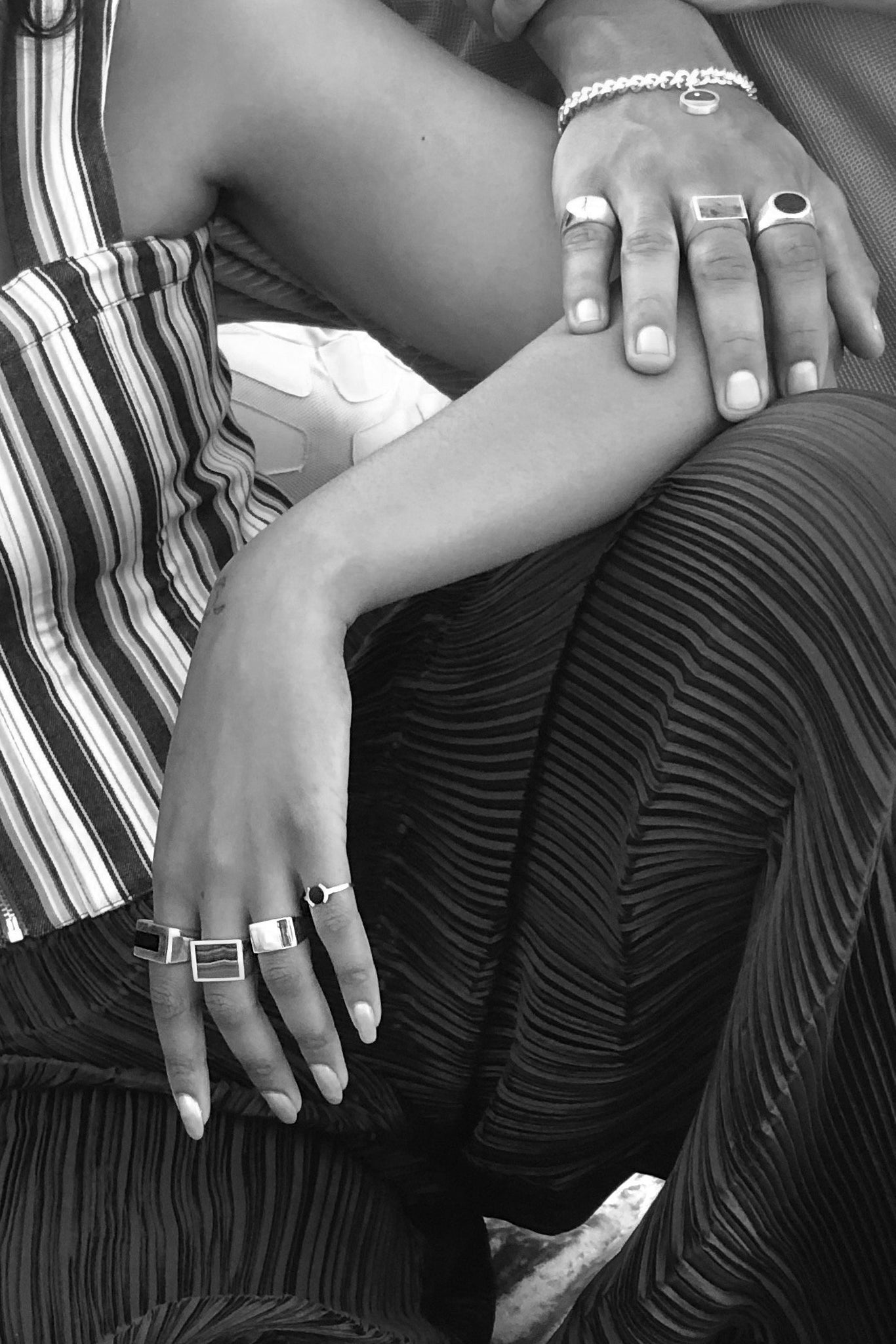 Brass Malachite Signet Ring - Square