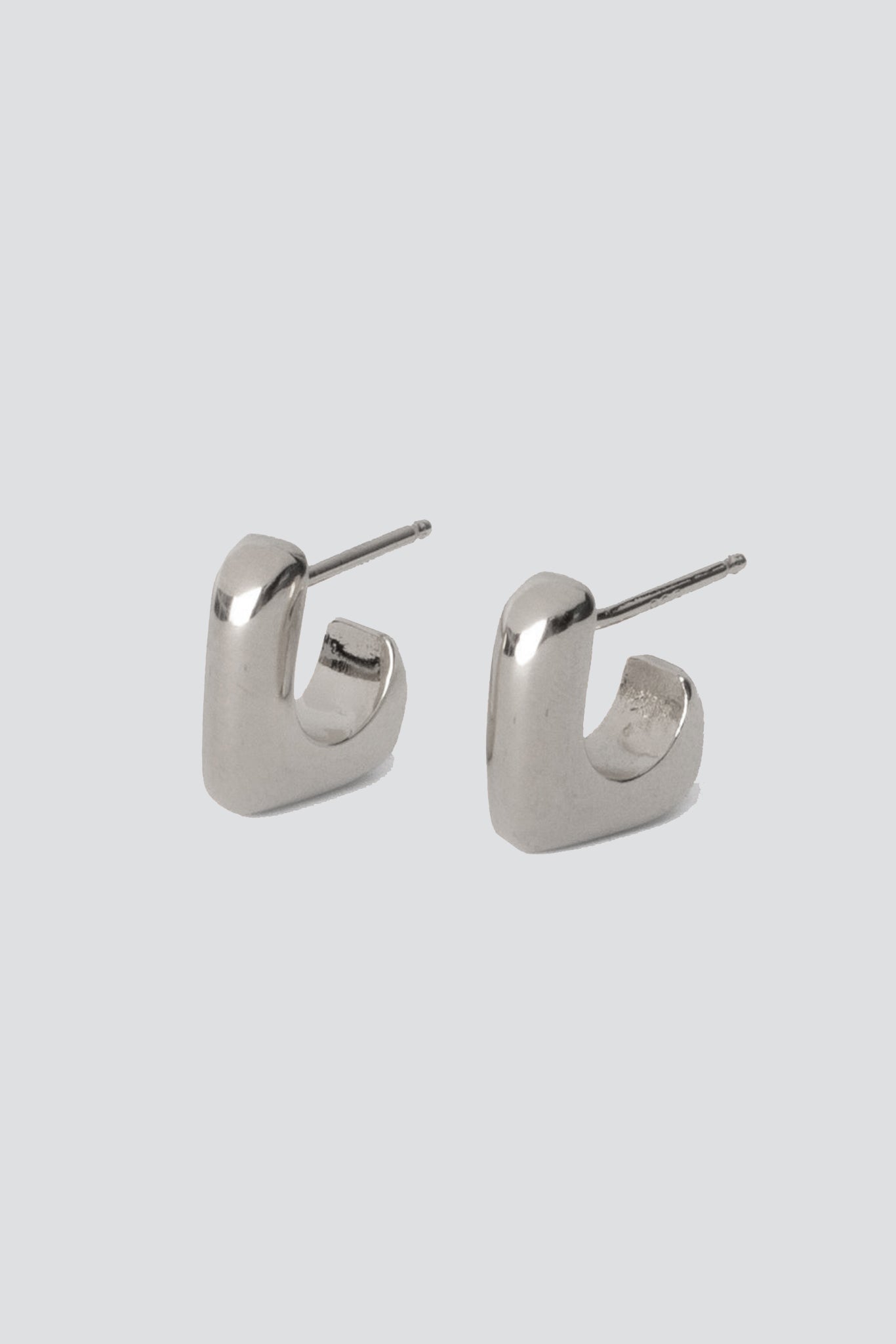Silver Medium J Stack Earrings
