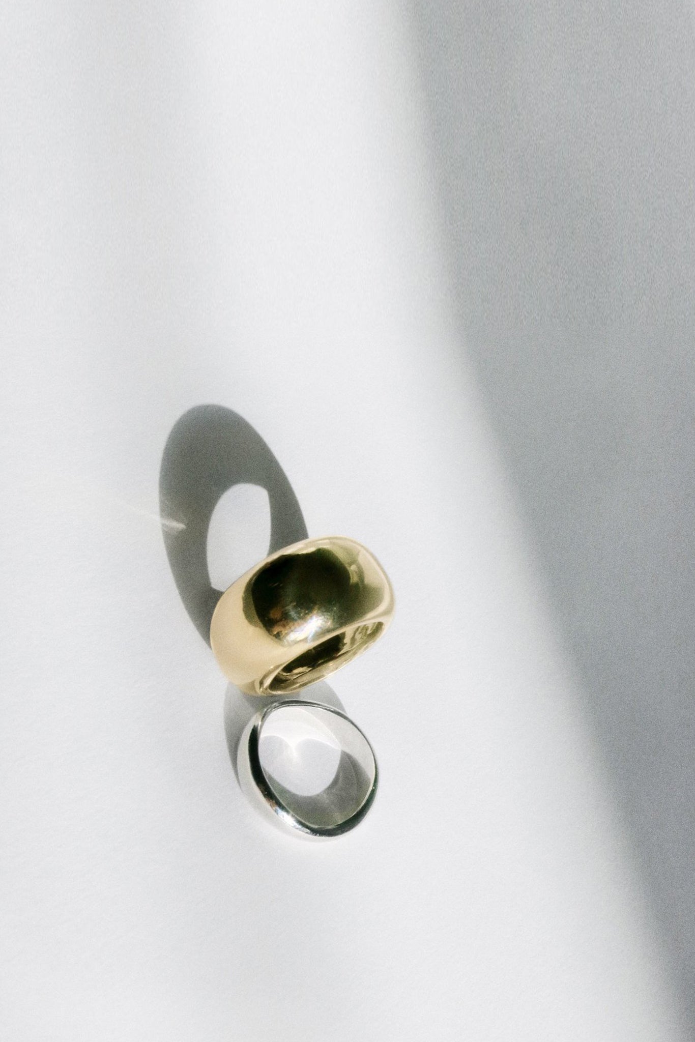 Sterling Silver and Brass Puff Ring Set