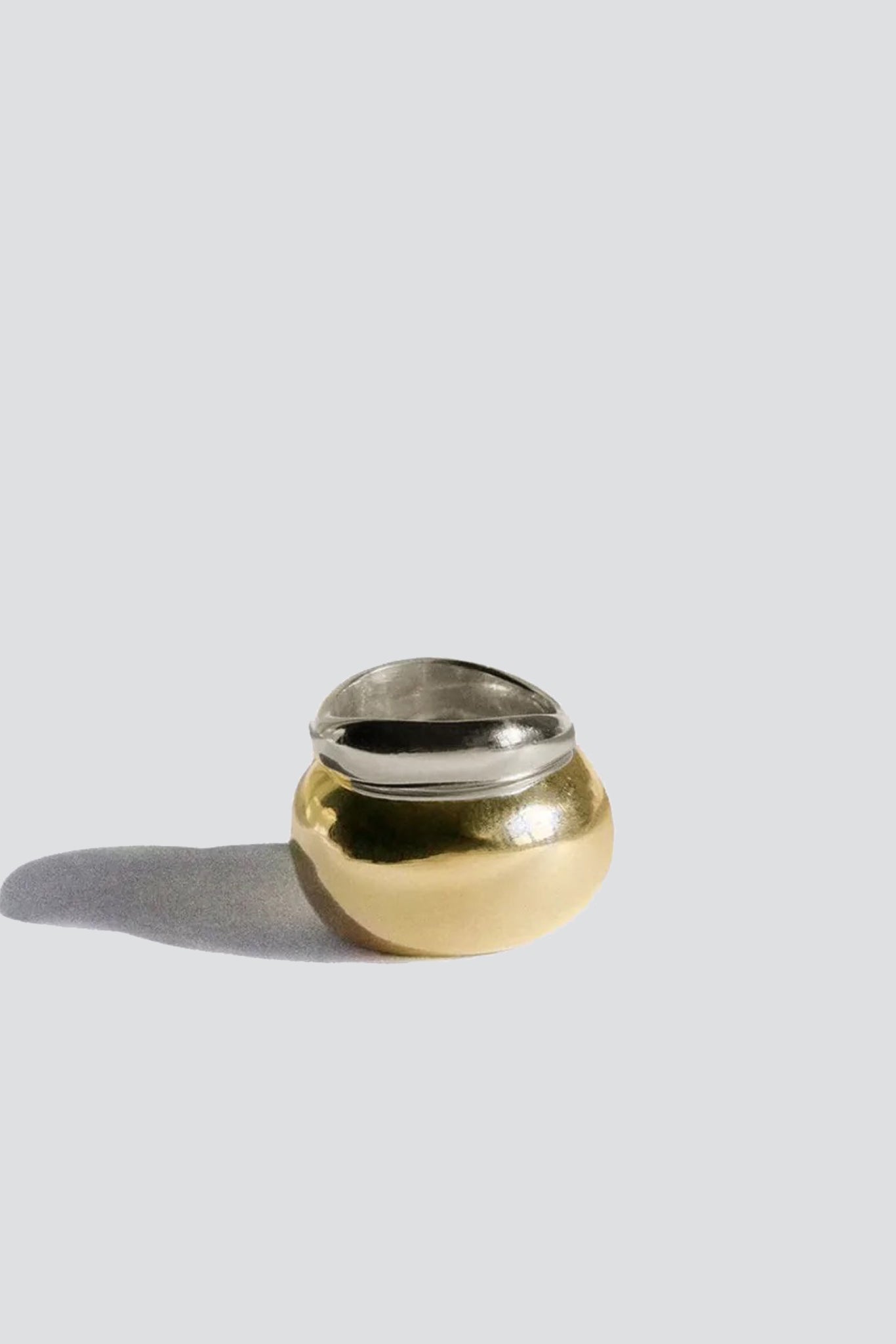 Sterling Silver and Brass Puff Ring Set