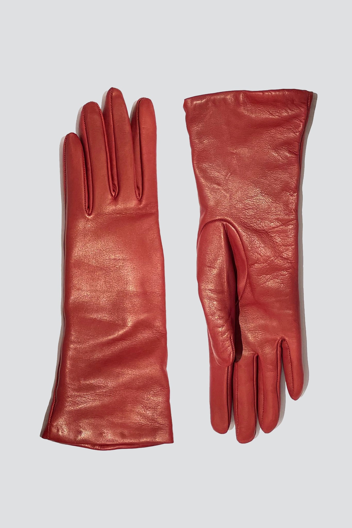 Leather Lined Slim Red Glove