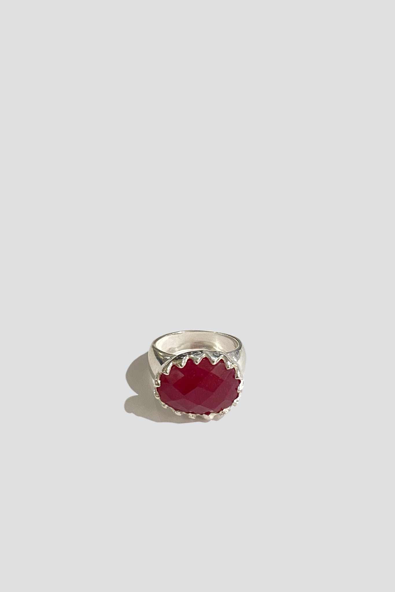 Sterling Silver Ruby Oval Signet Ring