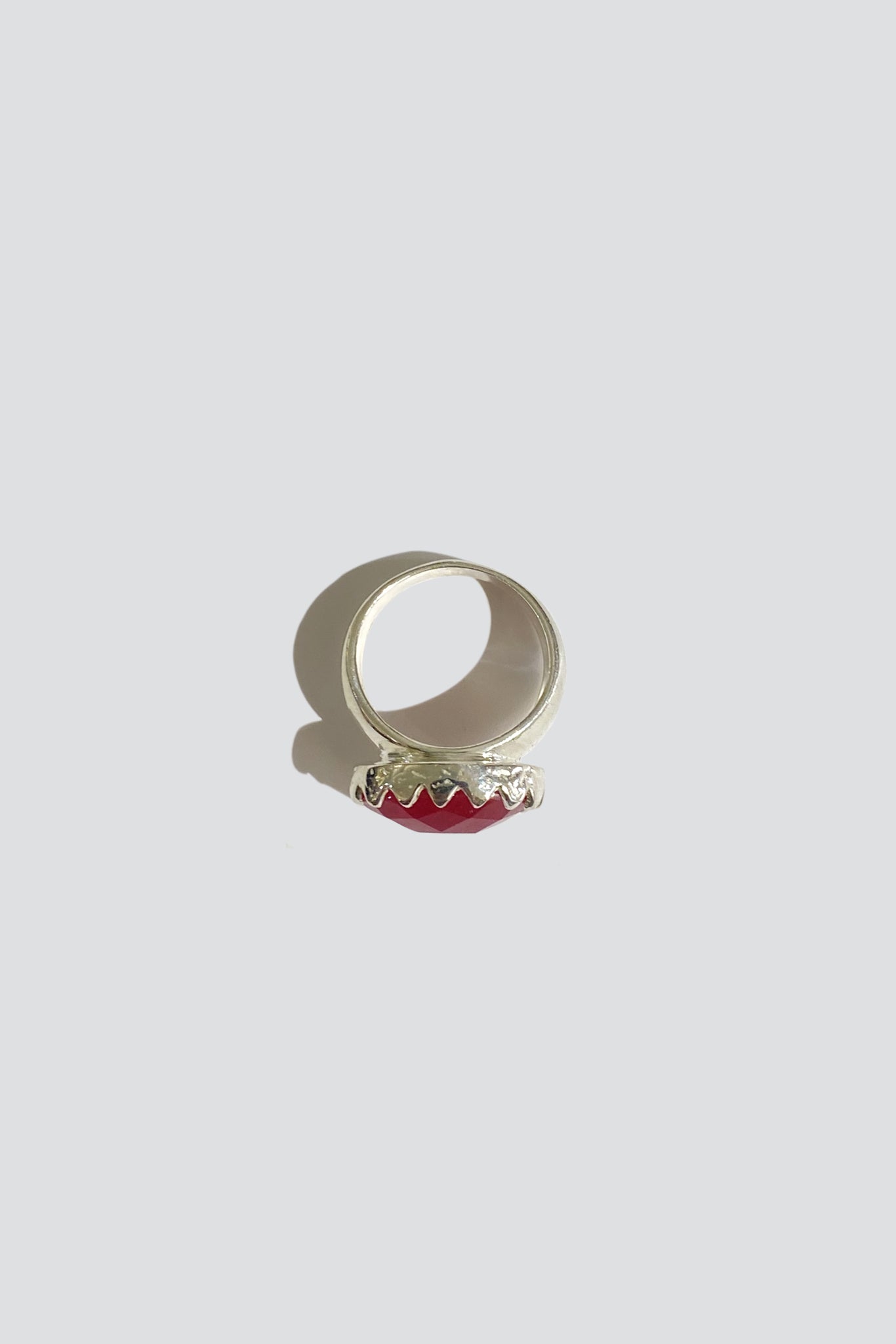Sterling Silver Ruby Oval Signet Ring