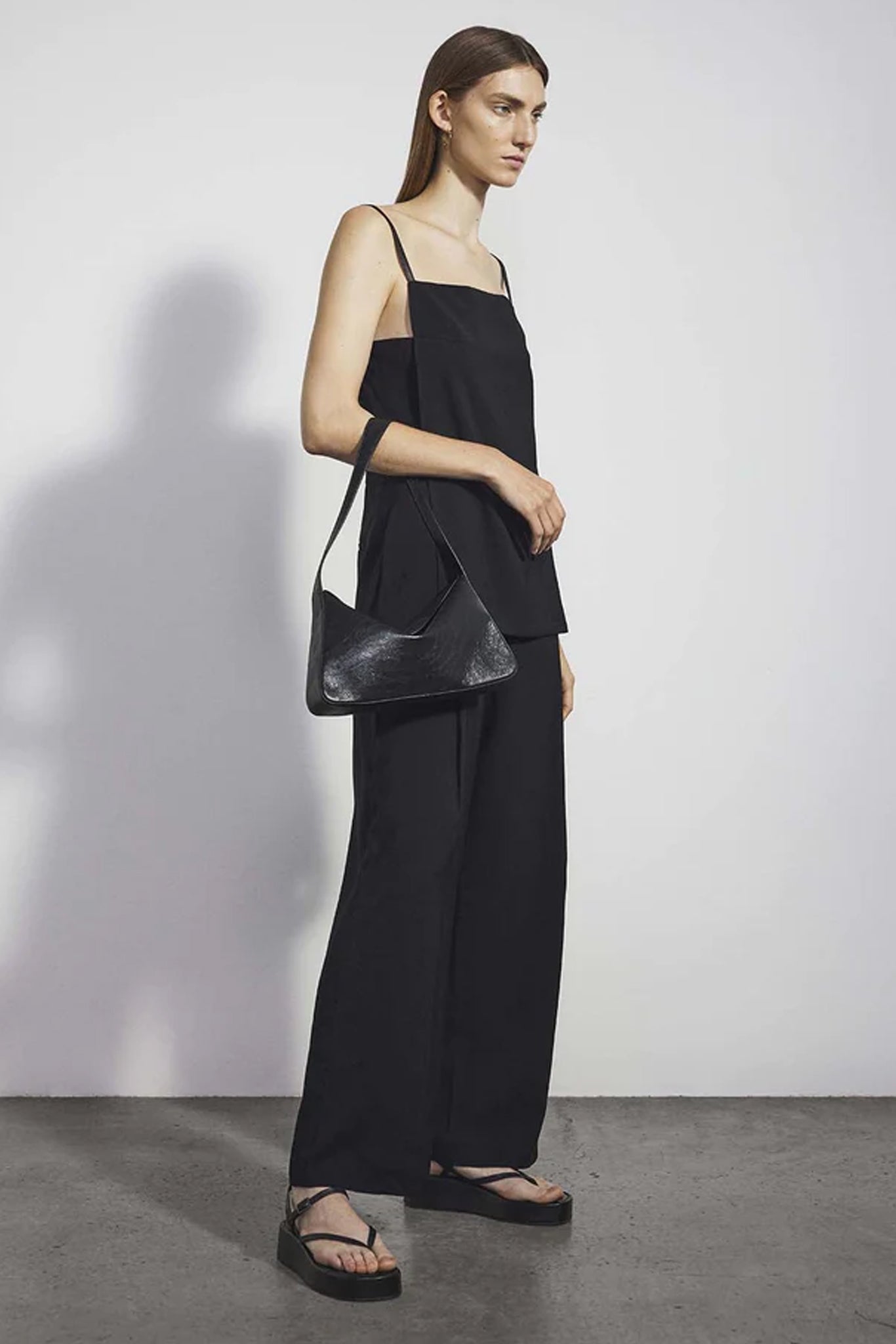 Black Leather Soft Baguette