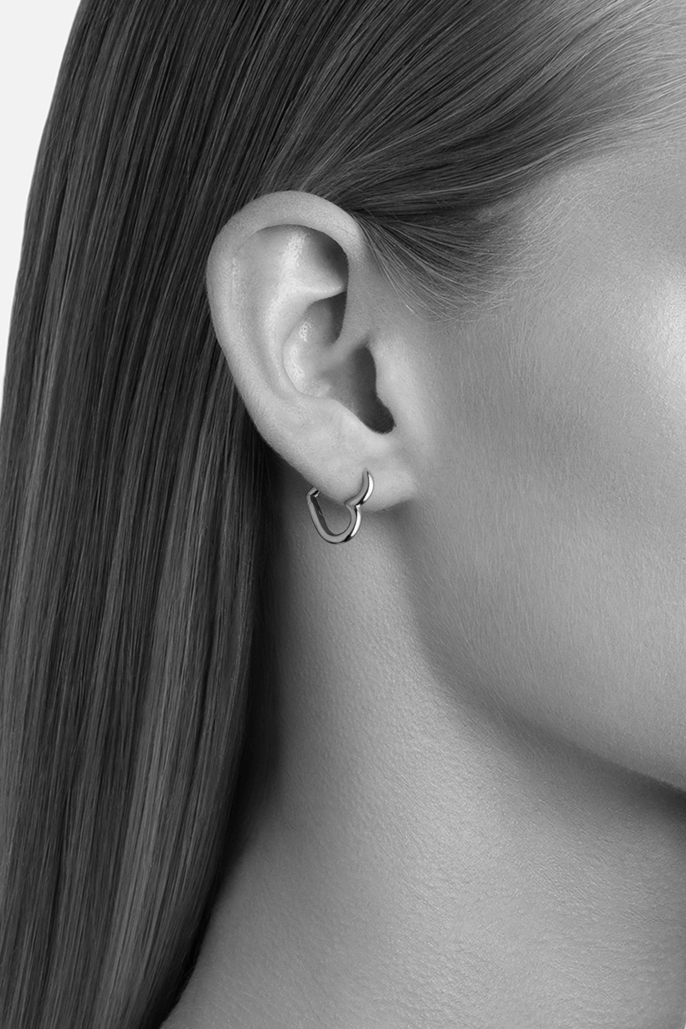 Sterling Silver Hart Huggie Earring