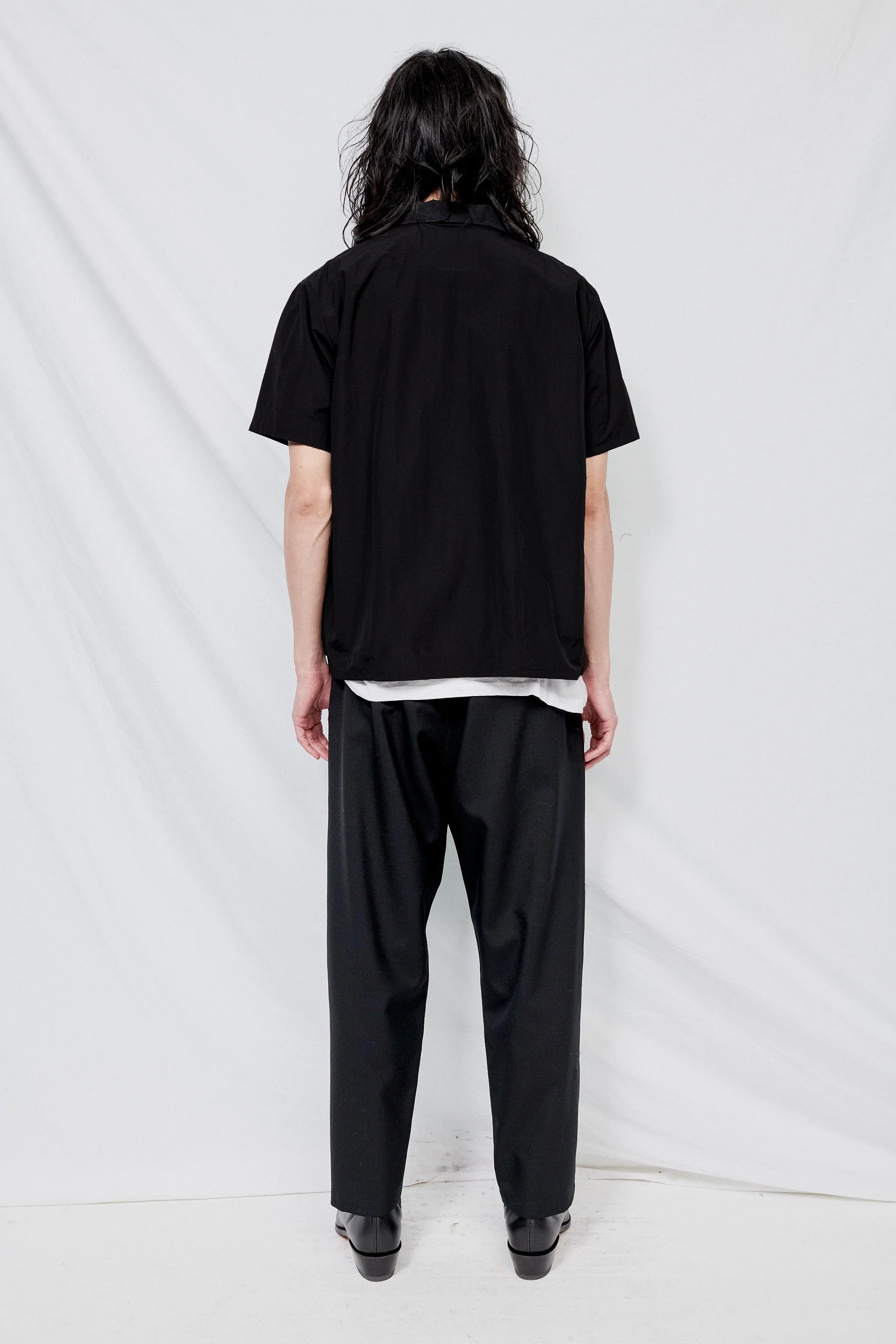 Black Suiting Zip Camp Shirt