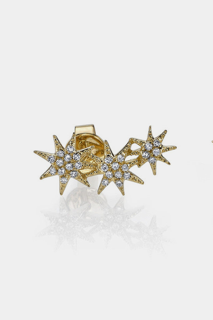 14K Triple Shooting Star Earrings